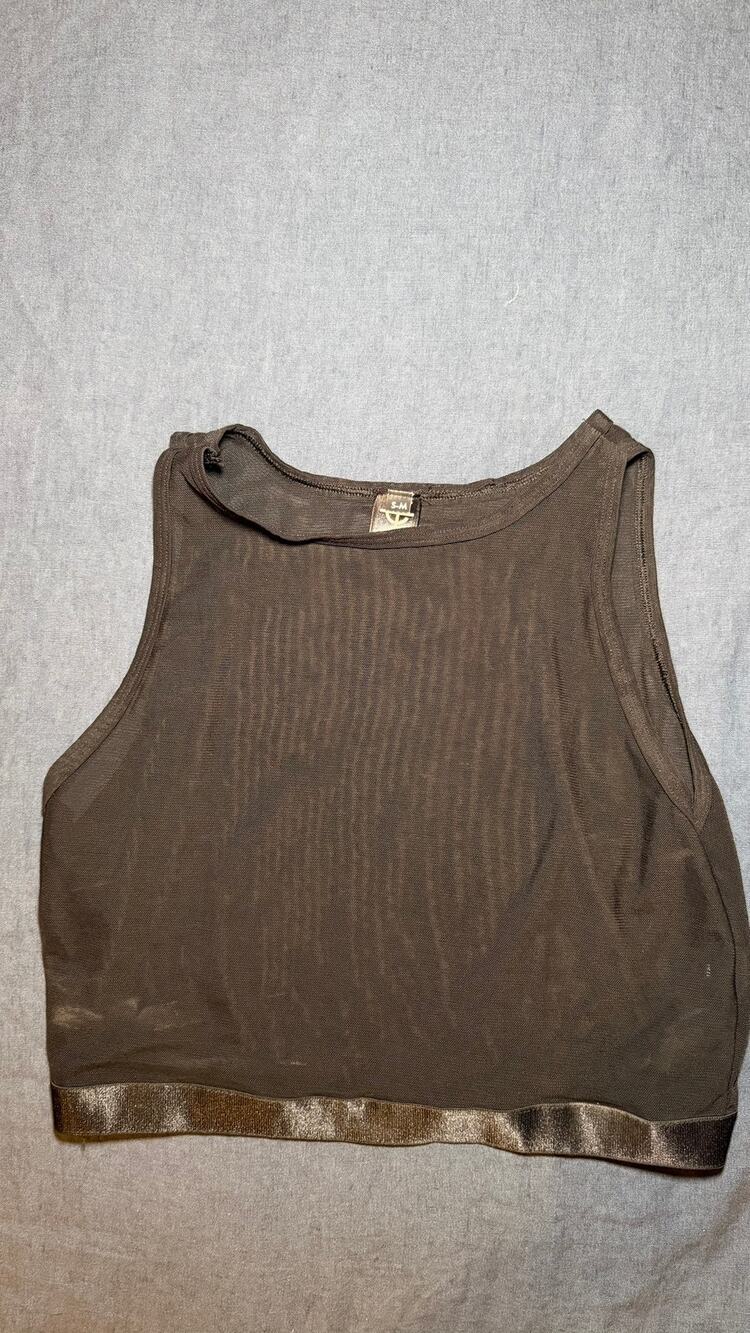 Teale Coco Black Mesh Sleeveless Crop Top Size S/M